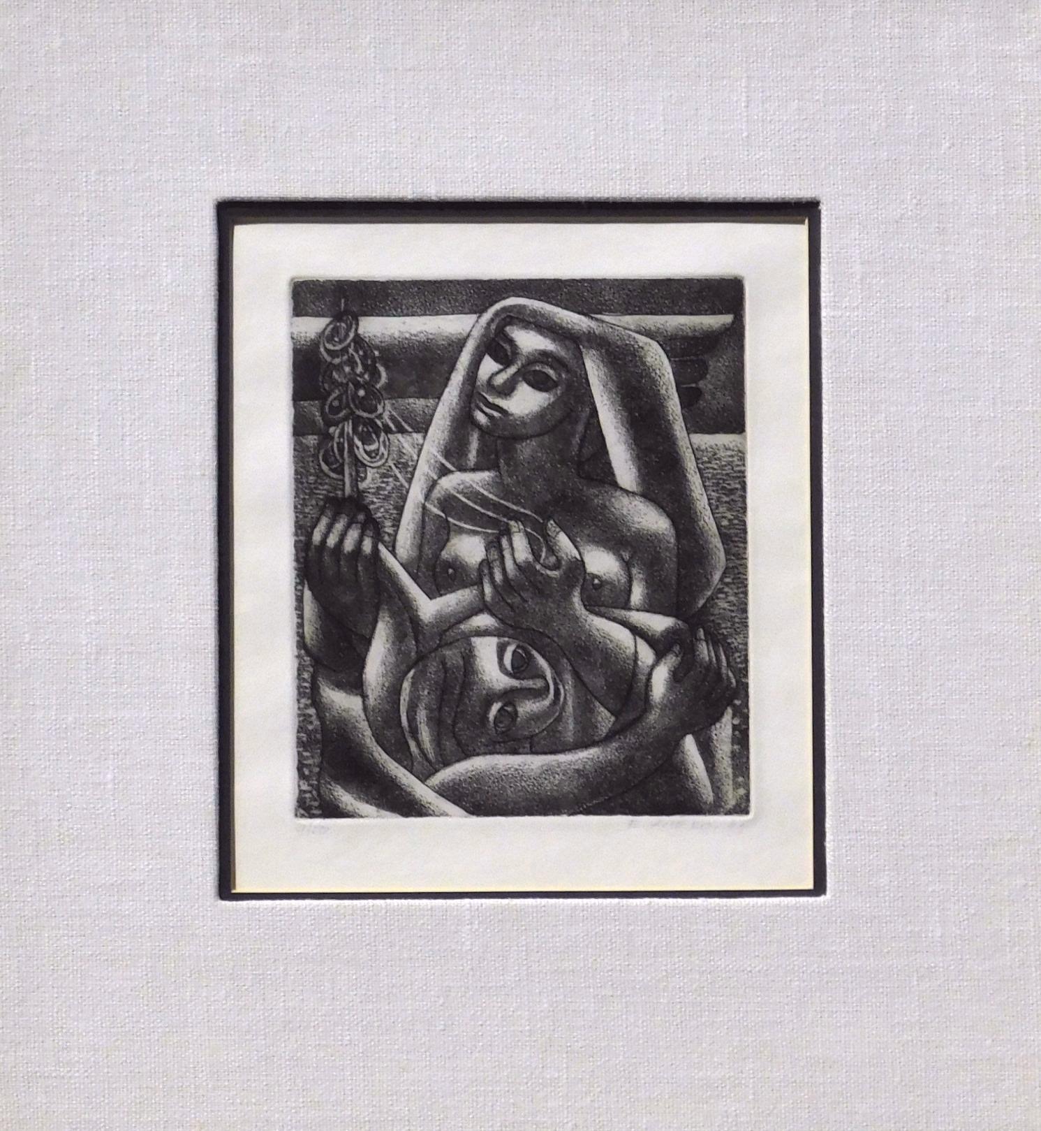 Emilio Amero Original Aquatint Etching, 1969 - The Fetish For Sale 1