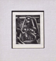 Emilio Amero Original Aquatint Etching, 1969 - The Fetish