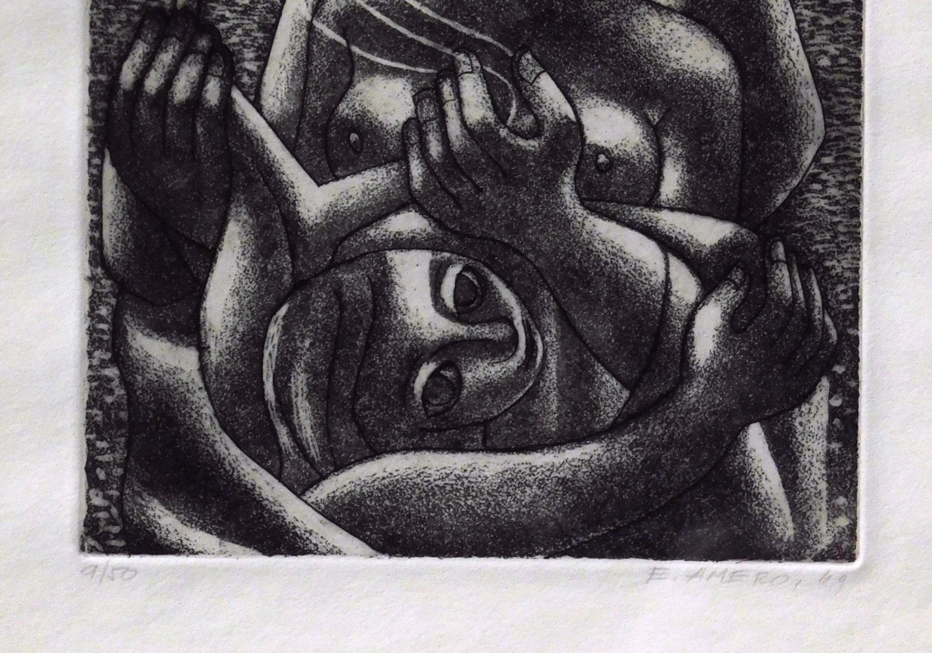 Emilio Amero Original Aquatint Etching, 1969 - The Fetish For Sale 2