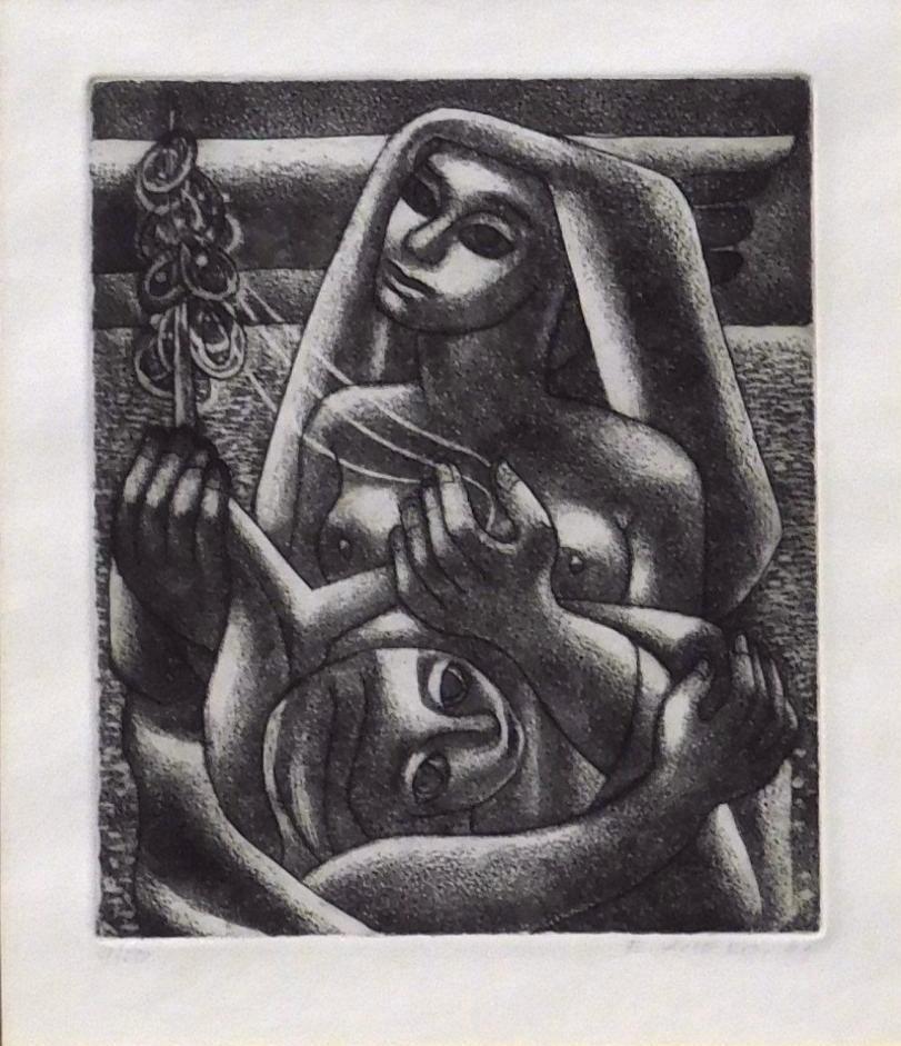 Emilio Amero Original Aquatint Etching, 1969 - The Fetish For Sale 3