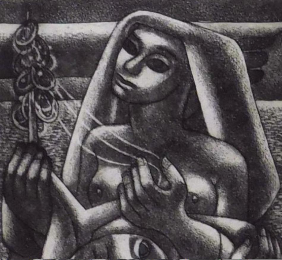 Emilio Amero Original Aquatint Etching, 1969 - The Fetish For Sale 4