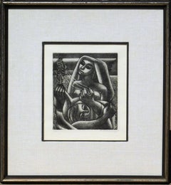 Vintage Emilio Amero Original Aquatint Etching, 1969 - The Fetish