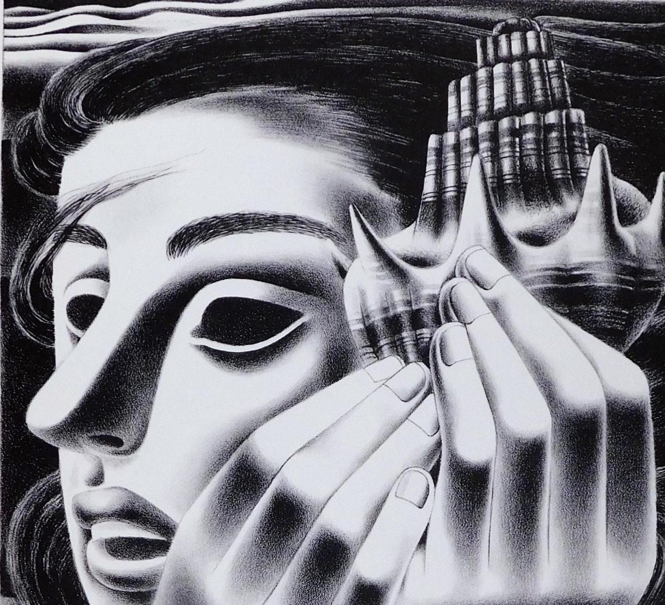 Emilio Amero Original Lithograph, 1950, Woman with Shell For Sale 1