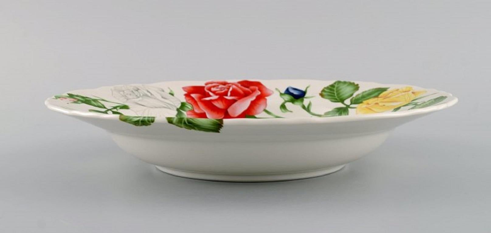 Hand-Painted Emilio Bergamin for Taitù, Eight Deep Romantica Plates in Porcelain with Flowers