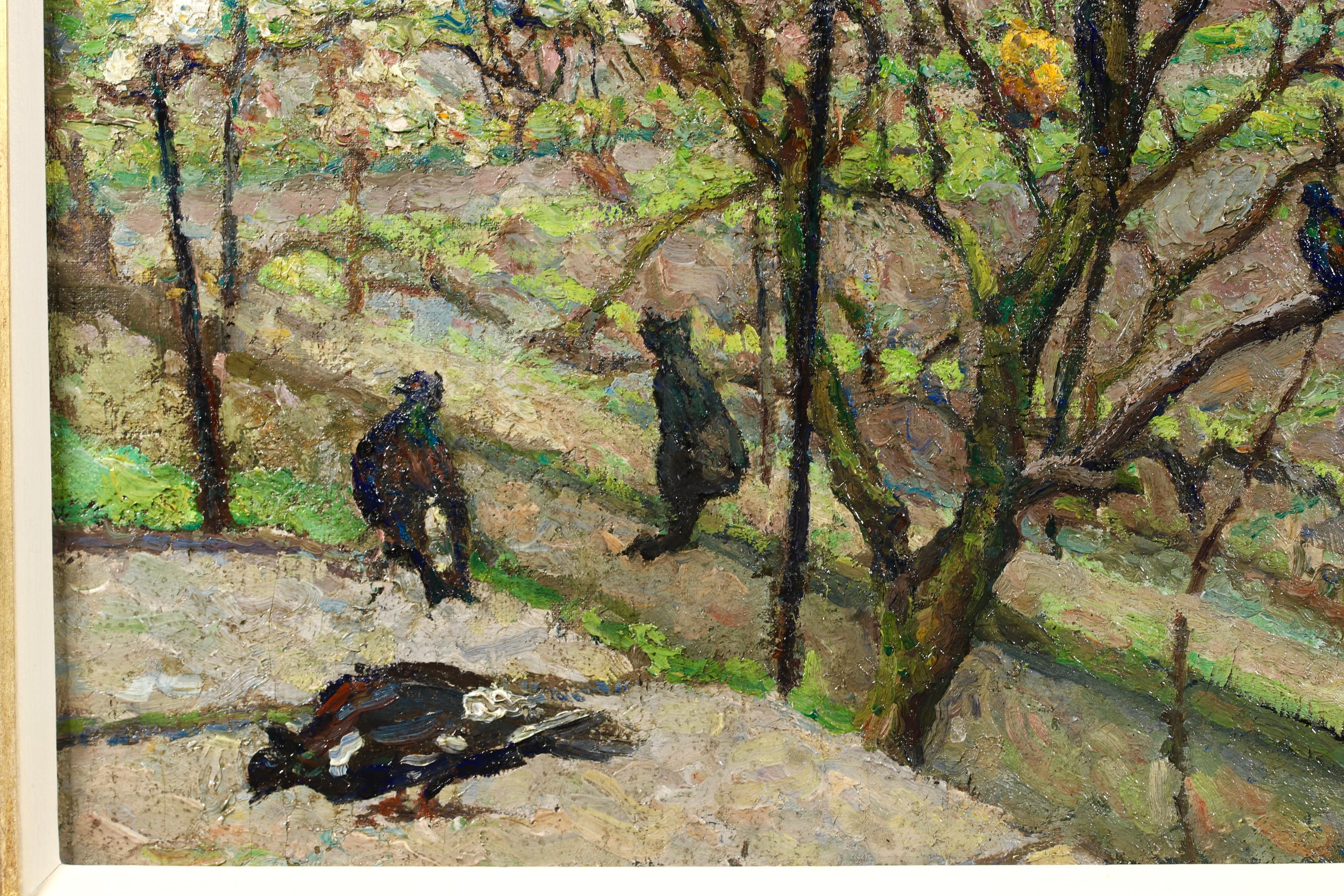 Un giardino in primavera - Paesaggio impressionista dipinto a olio da Emilio Boggio 7
