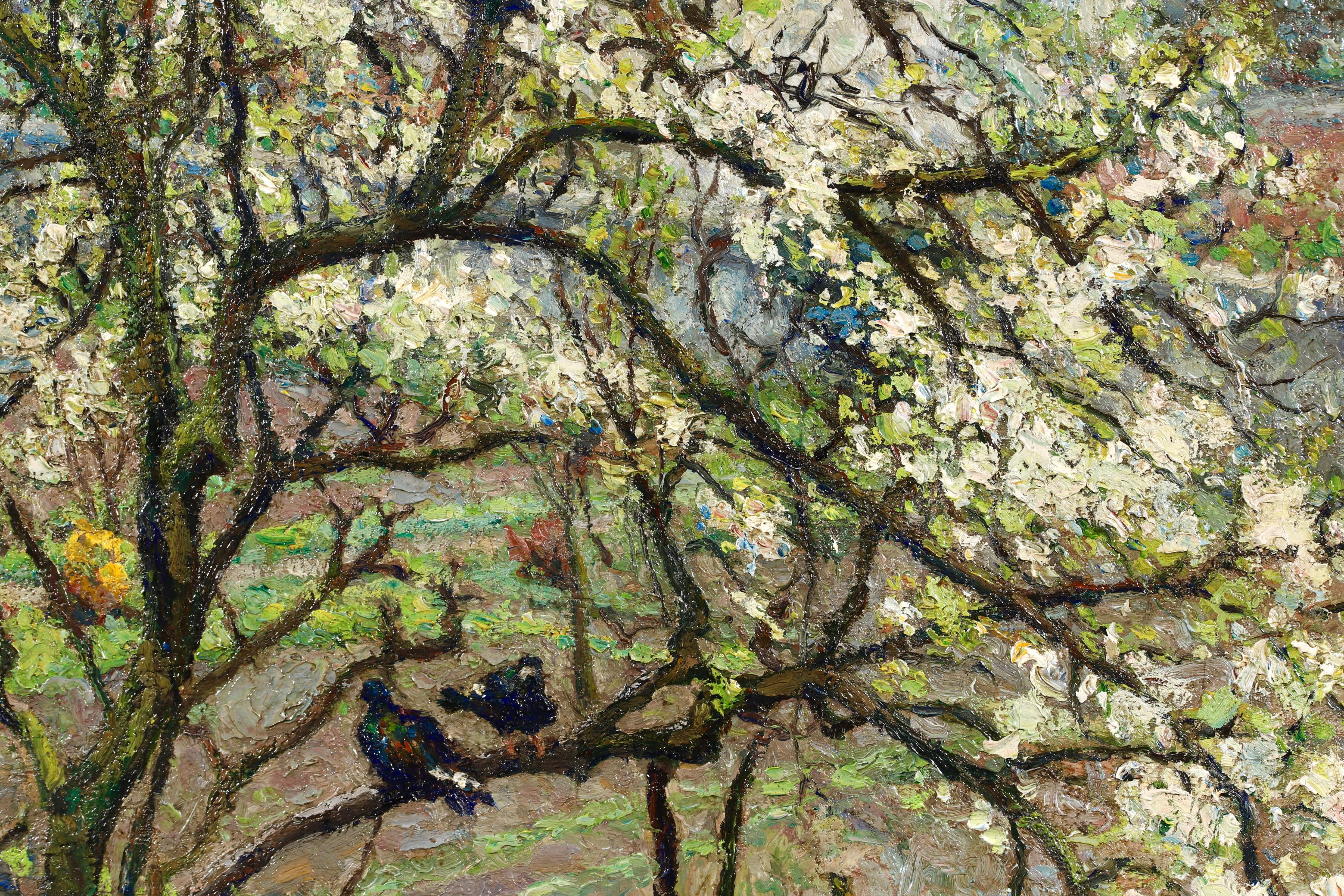 Un giardino in primavera - Paesaggio impressionista dipinto a olio da Emilio Boggio 9
