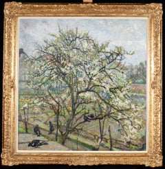 A Garden in Spring - Impressionist Landscape Oil Painting by Emilio Boggio