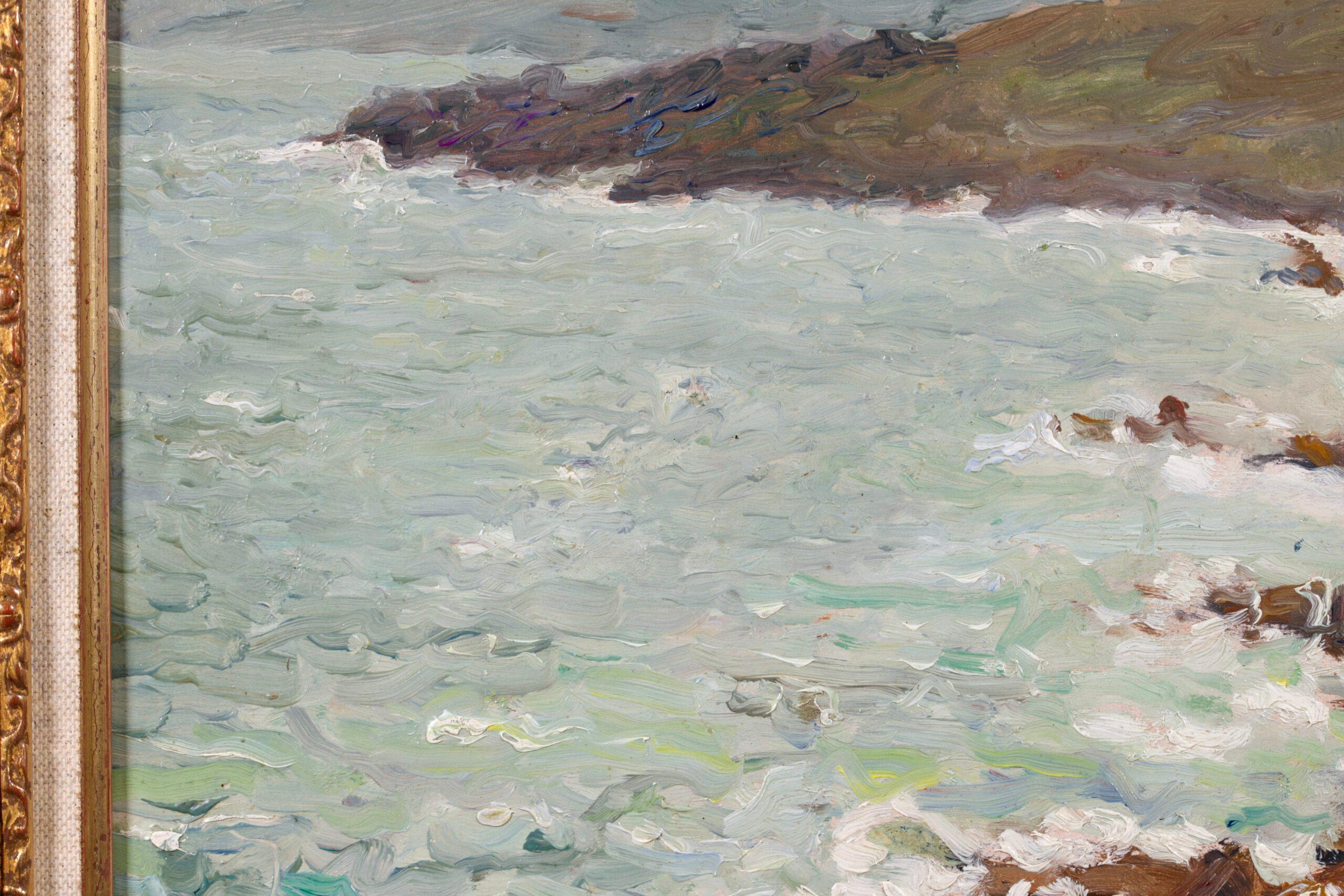Rochers par temps gris - Impressionist Seascape Oil Painting by Emilio Boggio For Sale 4