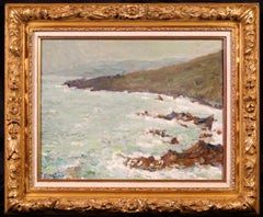 Rochers par temps gris - Impressionist Seascape Oil Painting by Emilio Boggio