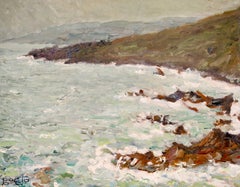 Rocks on the Coast - Impressionist Oil, Coastal Landscape by Emilio Boggio
