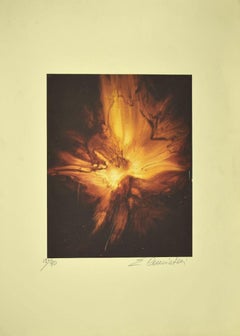 Explosion – Originallithographie von Emilio Conciatori – Ende des 20. Jahrhunderts