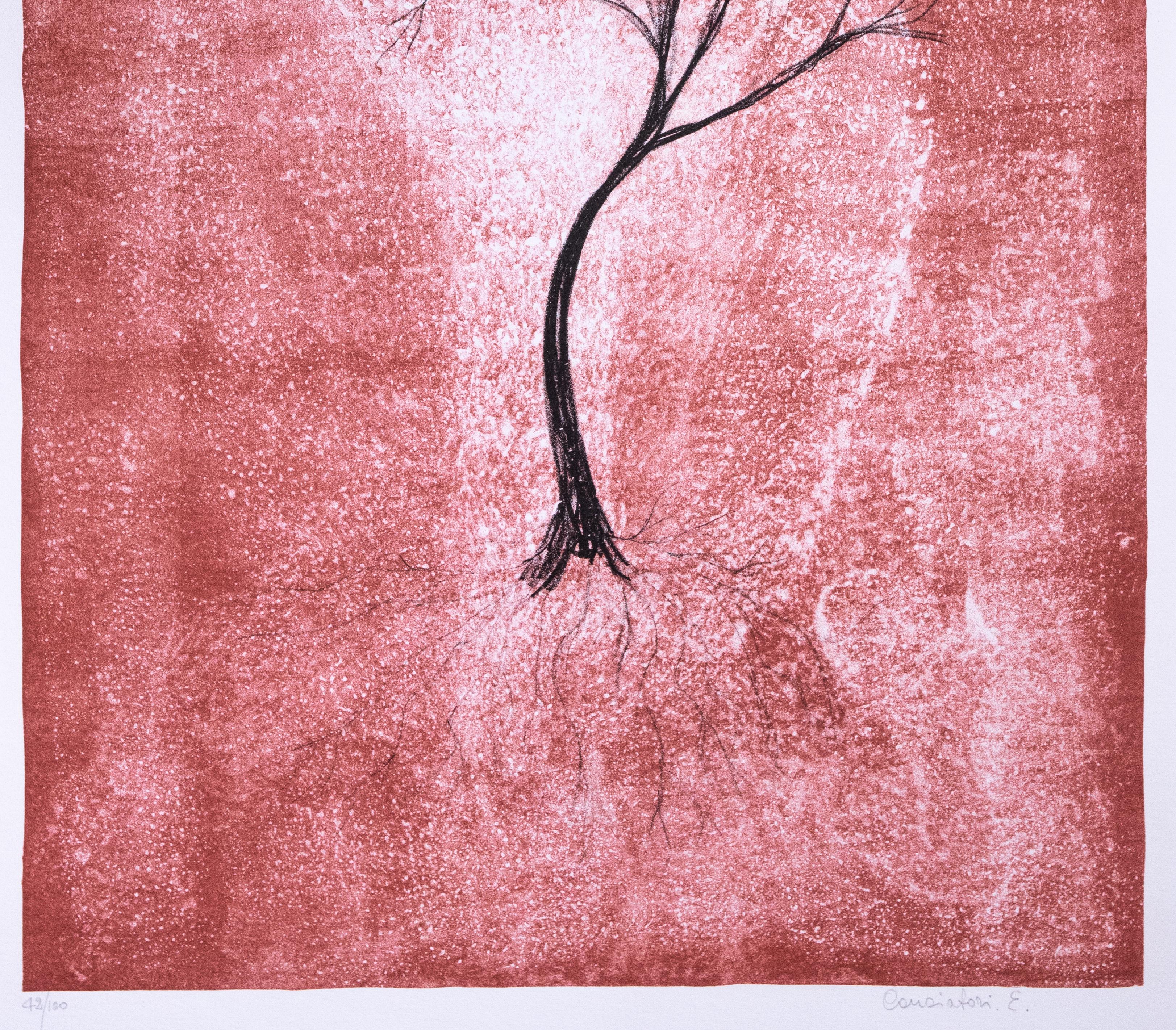 Tree - Lithographie originale d'E. Conciatori - 1970 - Print de Emilio Conciatori