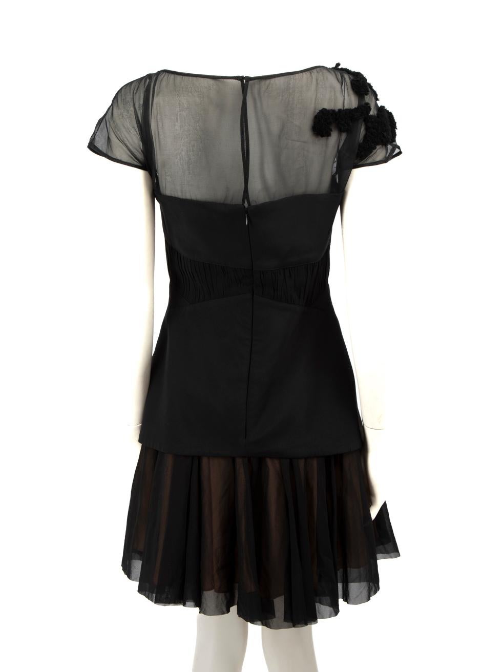 Emilio de la Morena Black Silk Tulle Mini Dress Size M In Good Condition In London, GB