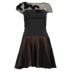 Emilio de la Morena Black Silk Tulle Mini Dress Size M
