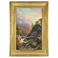 Emilio Donnini Tuscan Landscape, Oil on Canvas with Gilt Frame