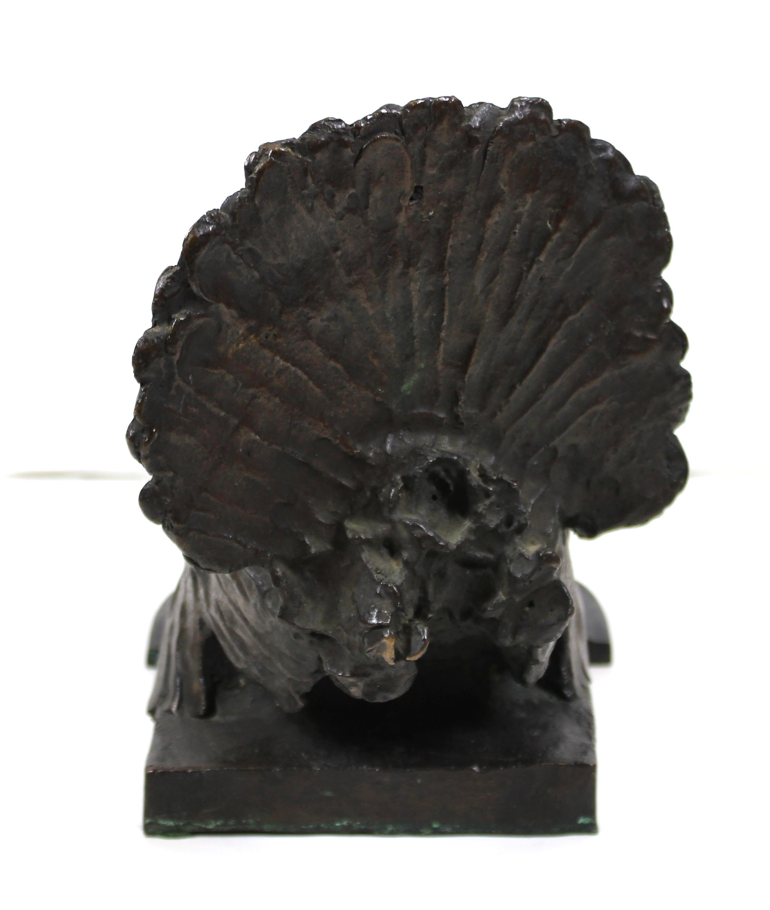 Art Nouveau Emilio 'Elia' Sala Italian Animalier Bronze Turkey Sculpture with Tray For Sale