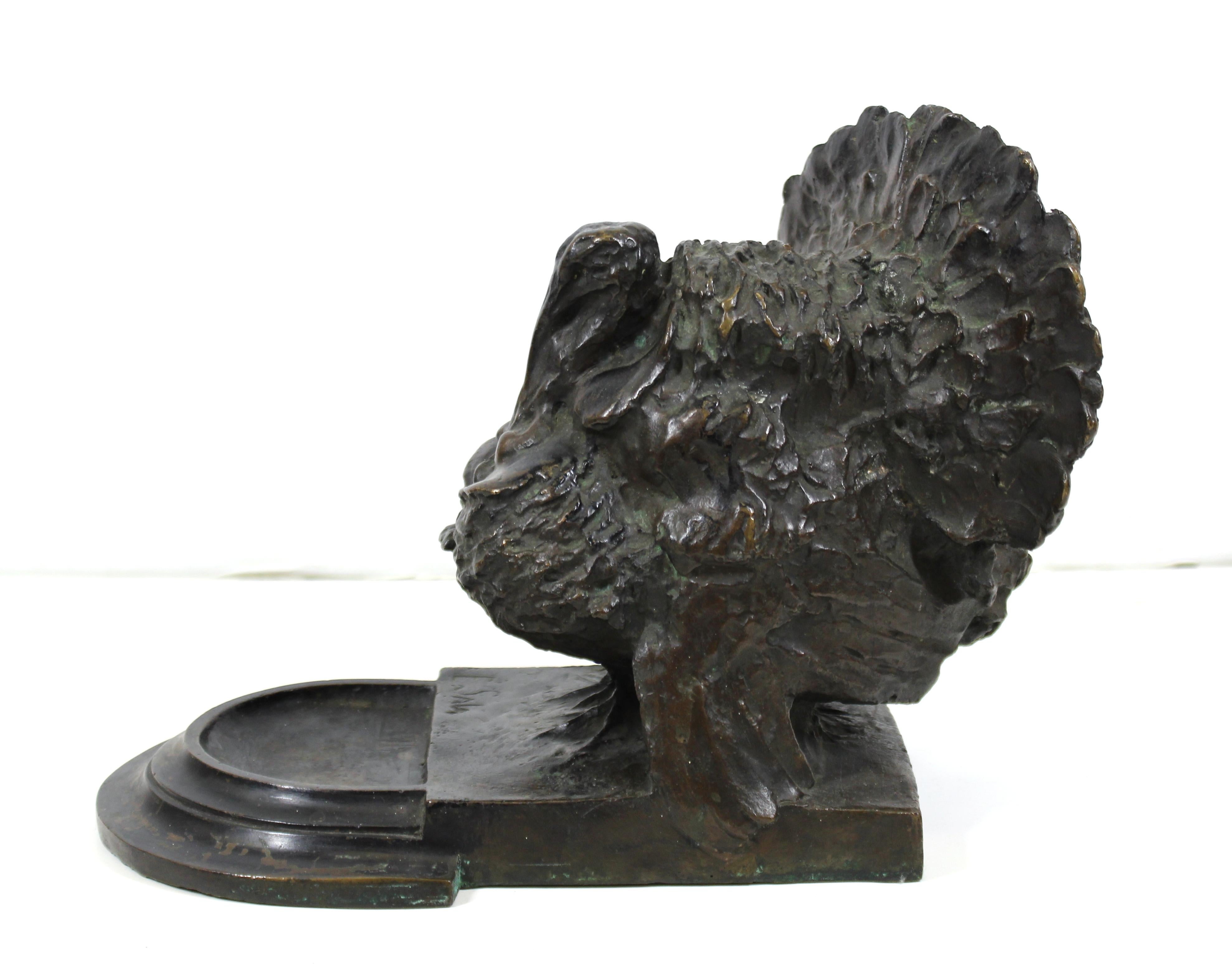 Emilio 'Elia' Sala Italian Animalier Bronze Turkey Sculpture with Tray In Good Condition For Sale In New York, NY