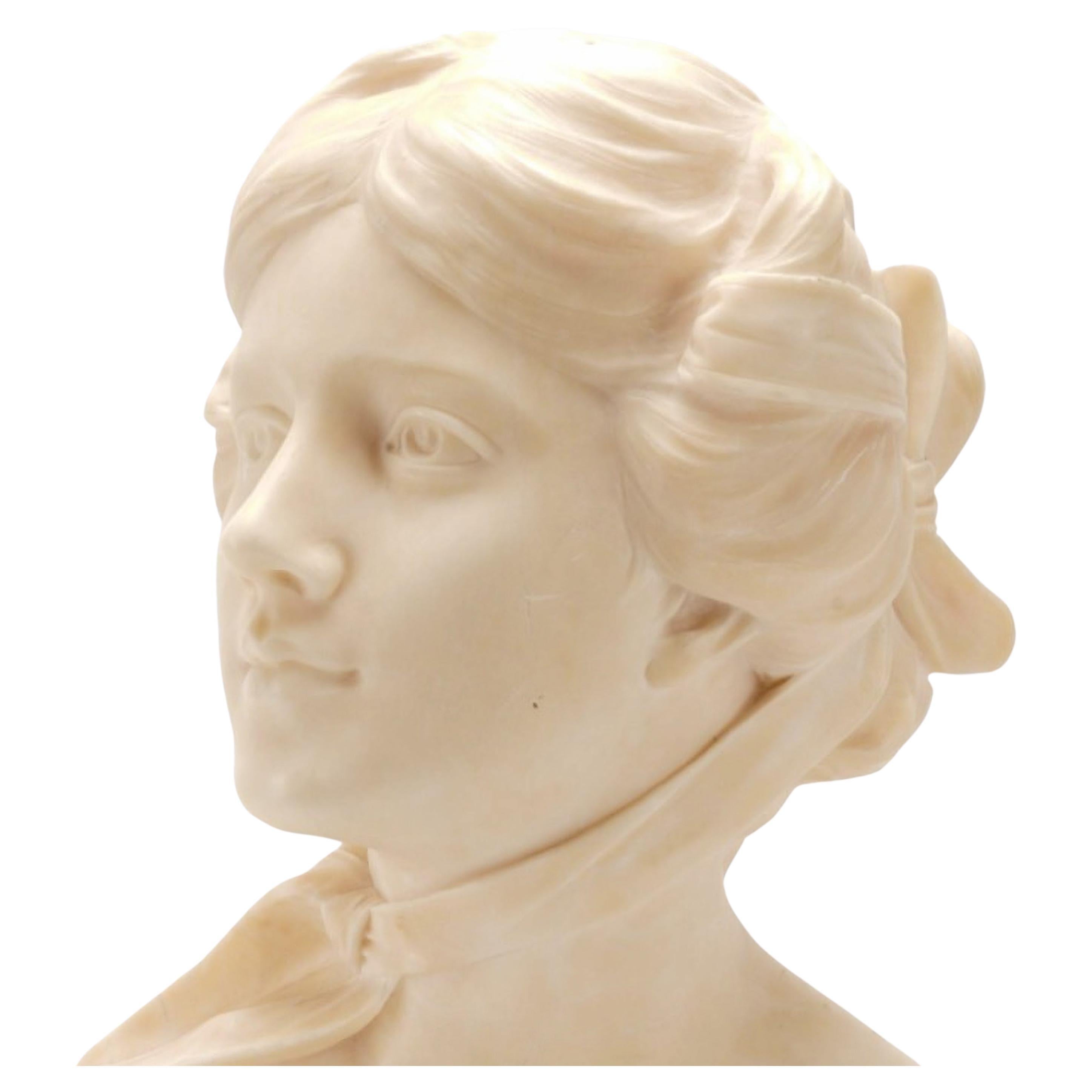 Emilio FIASCHI (1858-1941)
The beautiful Florentine. 
Marble bust.. 
Approx. 57.5x41x25cm. 
Note: Emilio Fiaschi was active in Florence at the end of the 19th century and beginning of the 20th century. 
Signed intaglio on the back.
very good