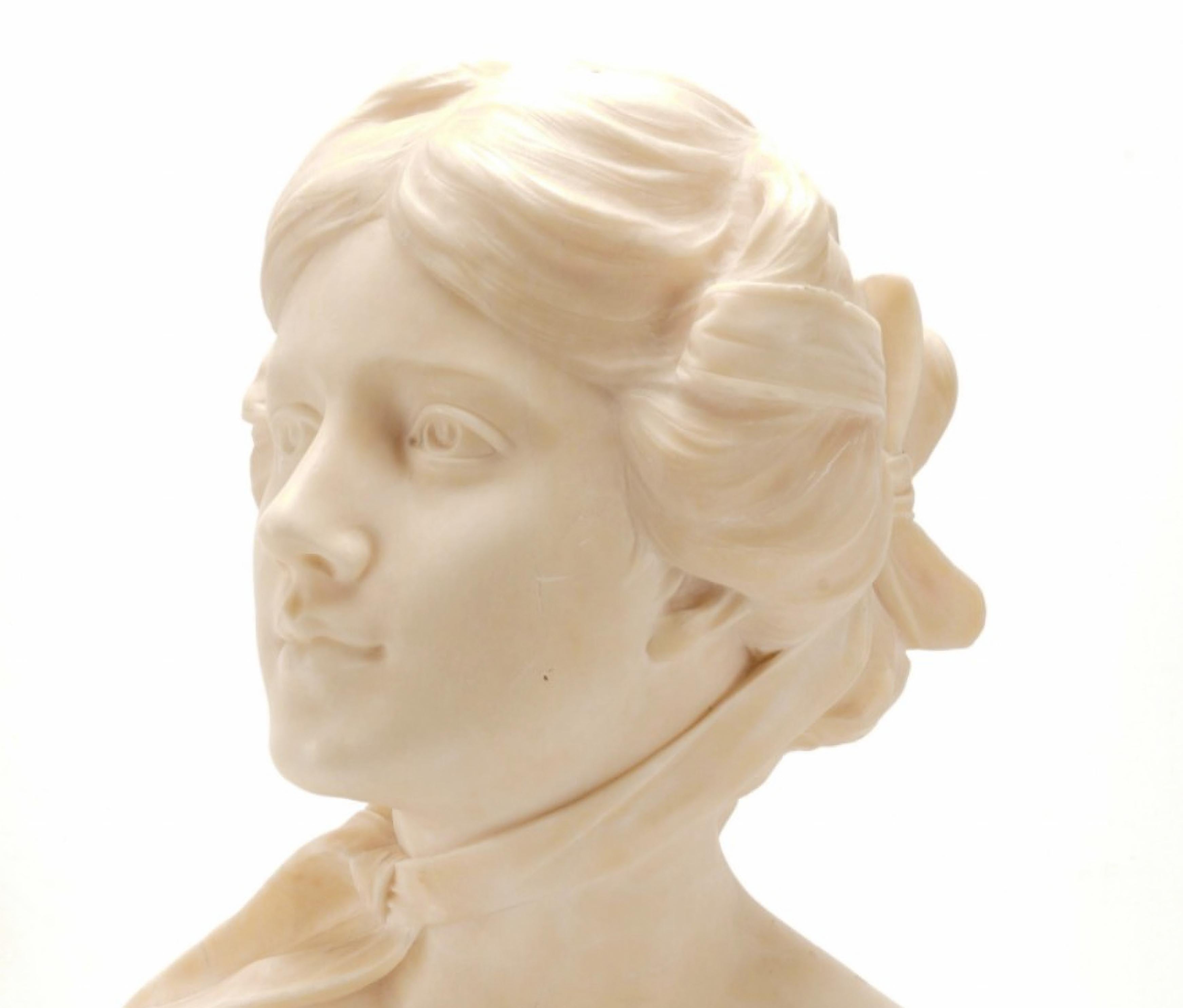 Baroque Emilio Fiaschi the Beautiful Florentine Marble Bust For Sale