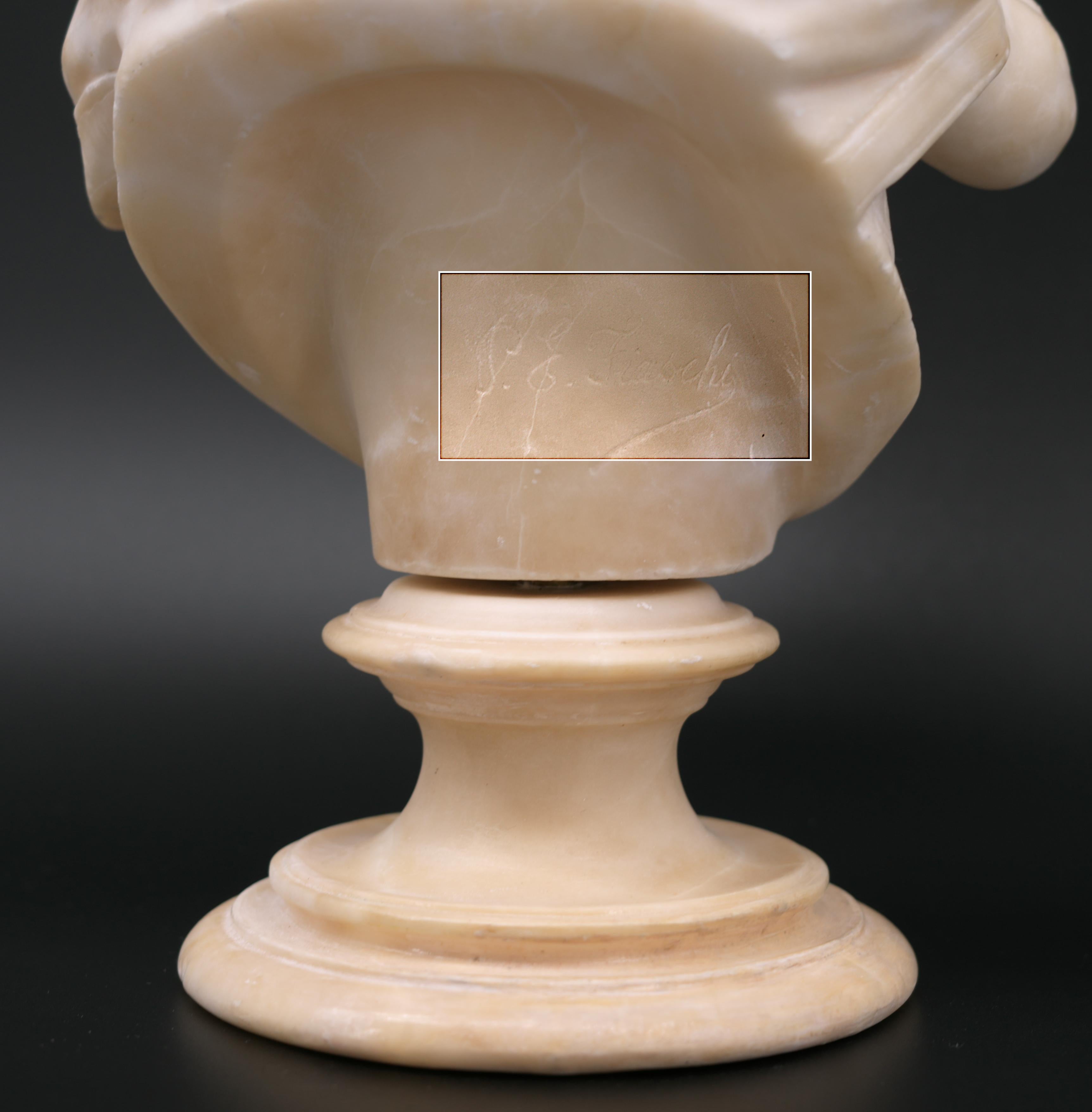 Emilio FIASCHI Little Girl Alabaster Bust Sculpture, 1890s For Sale 13