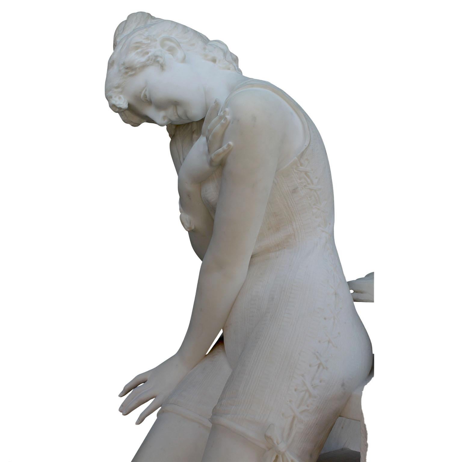 Escultura italiana de mármol de Carrara del siglo XIX 