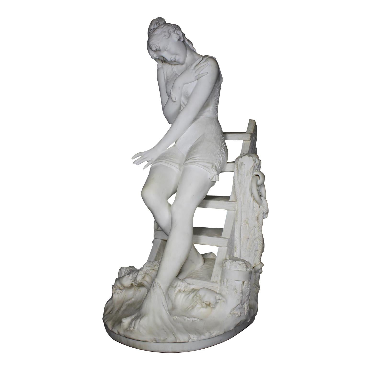 Escultura italiana de mármol de Carrara del siglo XIX 