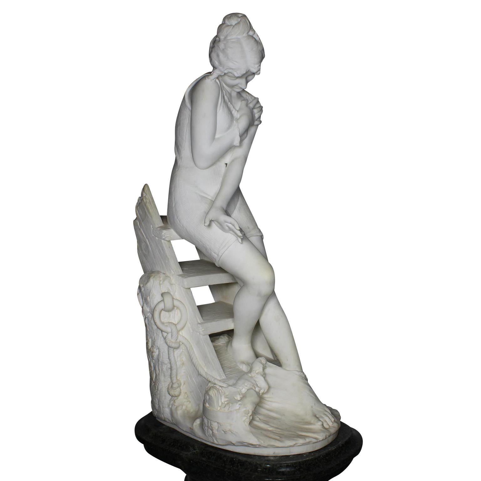 Escultura italiana de mármol de Carrara del siglo XIX 