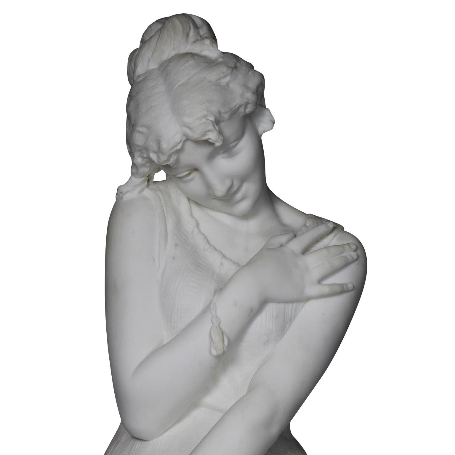Escultura italiana de mármol de Carrara del siglo XIX 