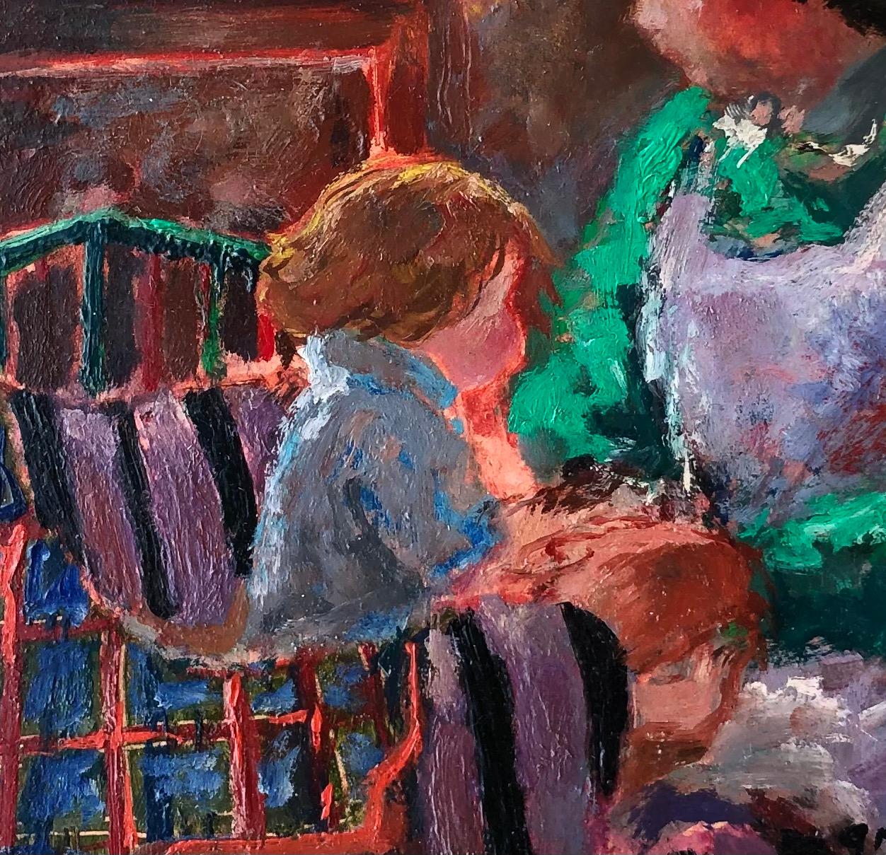 Interior scene with mother and child For Sale 3