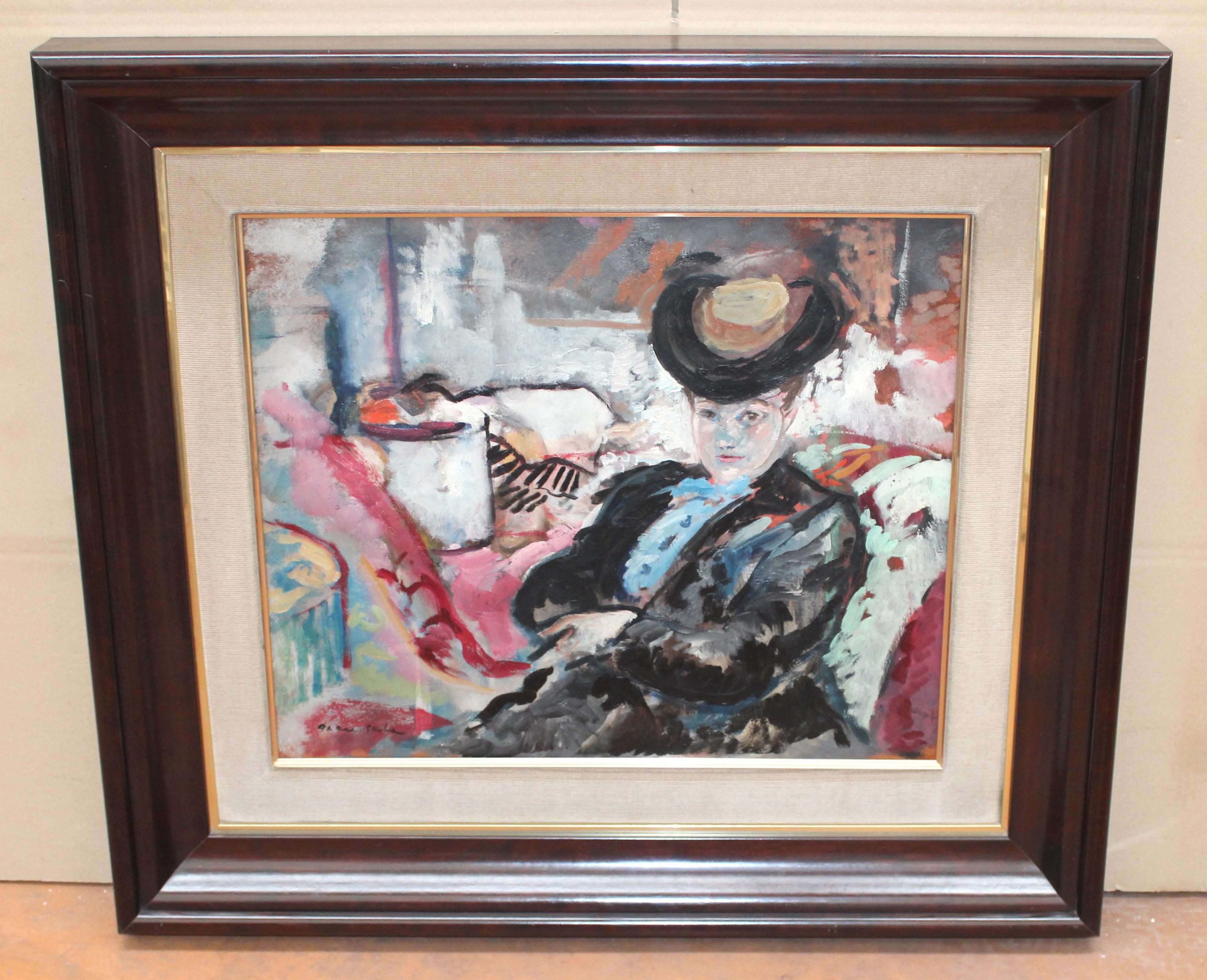 Emilio Grau Sala (1911 - 1975) - Óleo sobre tabla - Interior con figura en vente 1