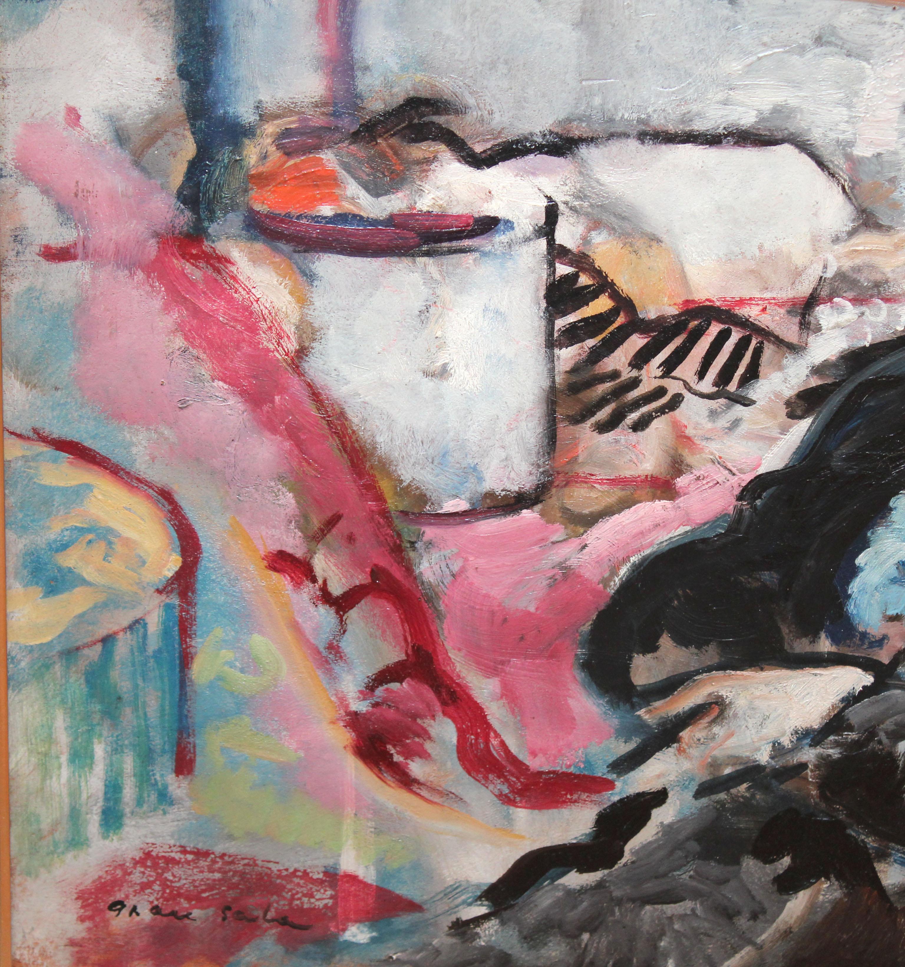 Emilio Grau Sala (1911 - 1975) - Óleo sobre tabla - Interior con figura en vente 4