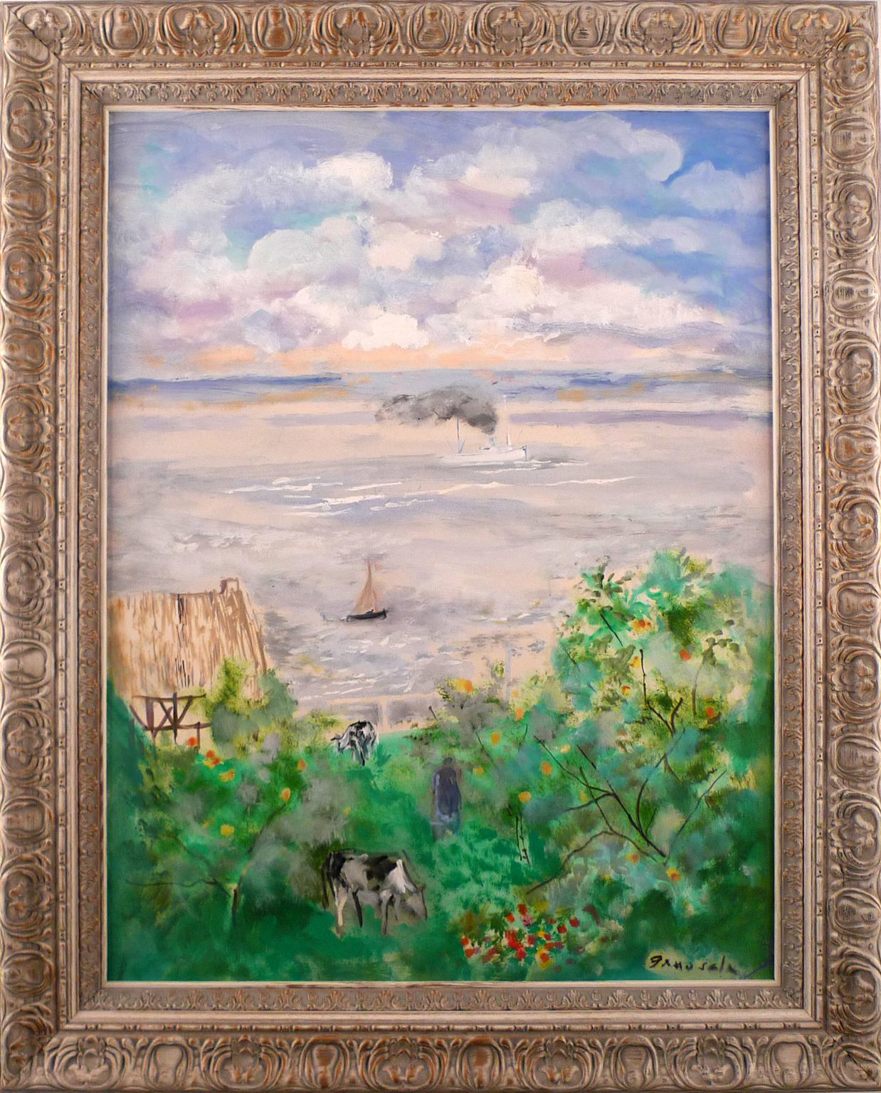 « L'estuaire de la Seine, Normandie », huile sur C. d'Emilio Grau Sala, 20e siècle en vente 1