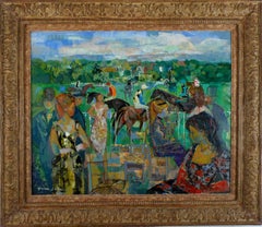 "Avant la course" Deauville 1964, 20th Century oil on canvas by Emilio Grau Sala