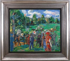 Retro "Courses à Deauville", 20th Century Oil on Canvas by Artist Emilio Grau Sala