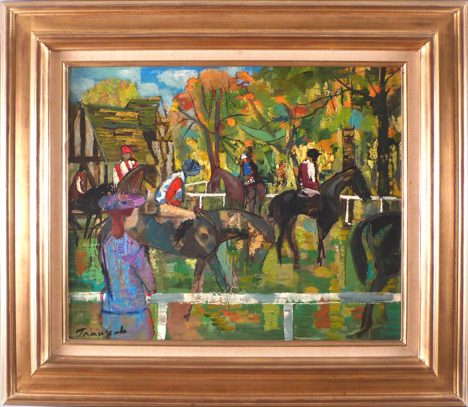 EMILIO GRAU SALA
Spanish, 1911 - 1975
DEAUVILLE, 1963
signed "Grau Sala" (lower left)
signed again, titled & dated "GRAU SALA / Deauville / 1963" (on the reverse)
oil on canvas
15 x 18-1/8 inches (38 x 46 cm.)
framed: 21-3/4 x 25 inches (55 x 63