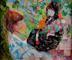 "Espagnoles, 1971", olio su tela del XX secolo dell'artista Emilio Grau Sala