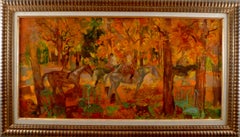 Vintage "Horse Riding in Autumn", 20th Century Oil on Canvas by Emilio Grau Sala