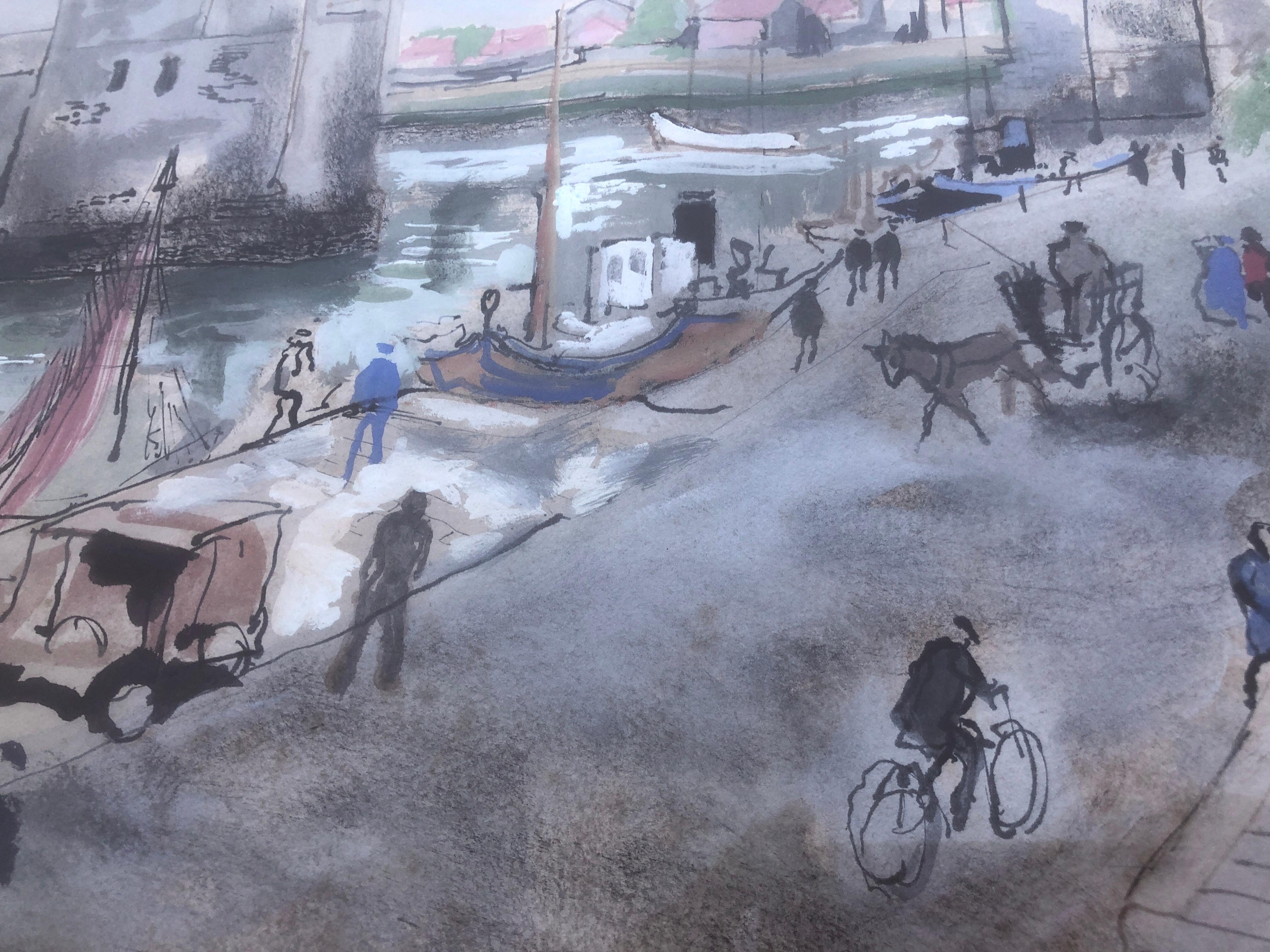 La Rochelle France mixed media painting urbanscape 1