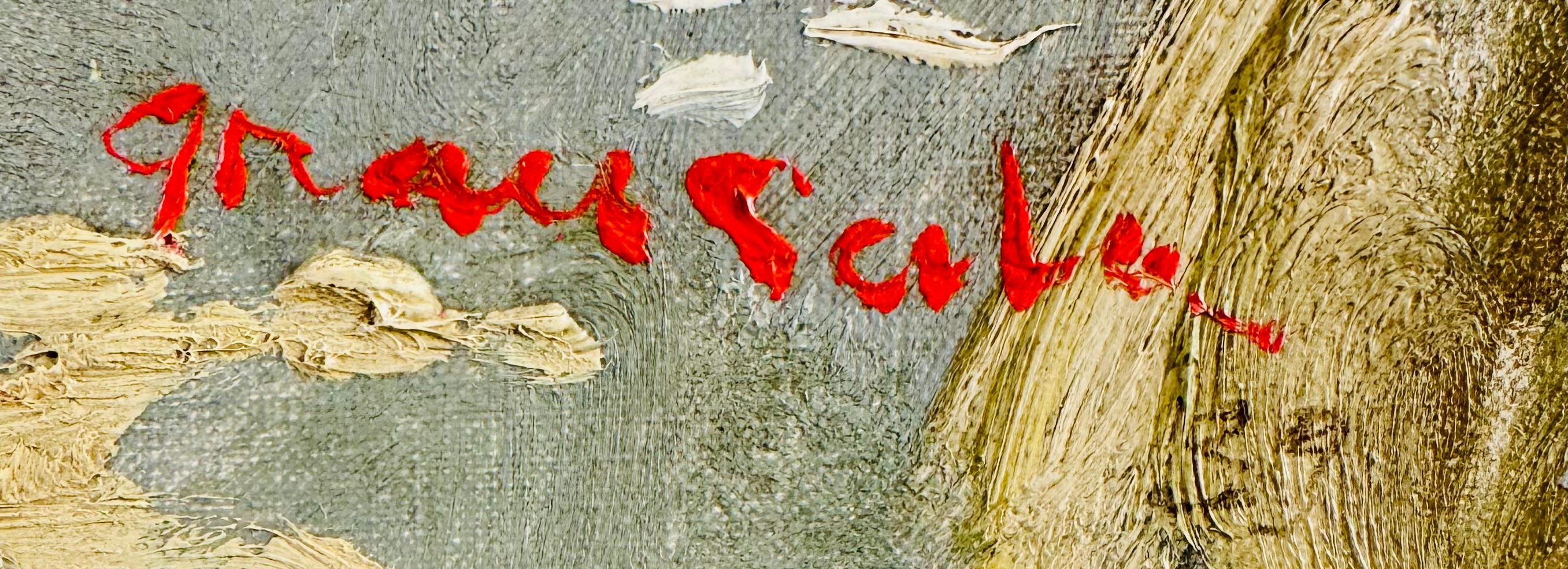La rue pavoisée - Beige Figurative Painting by Emilio Grau Sala
