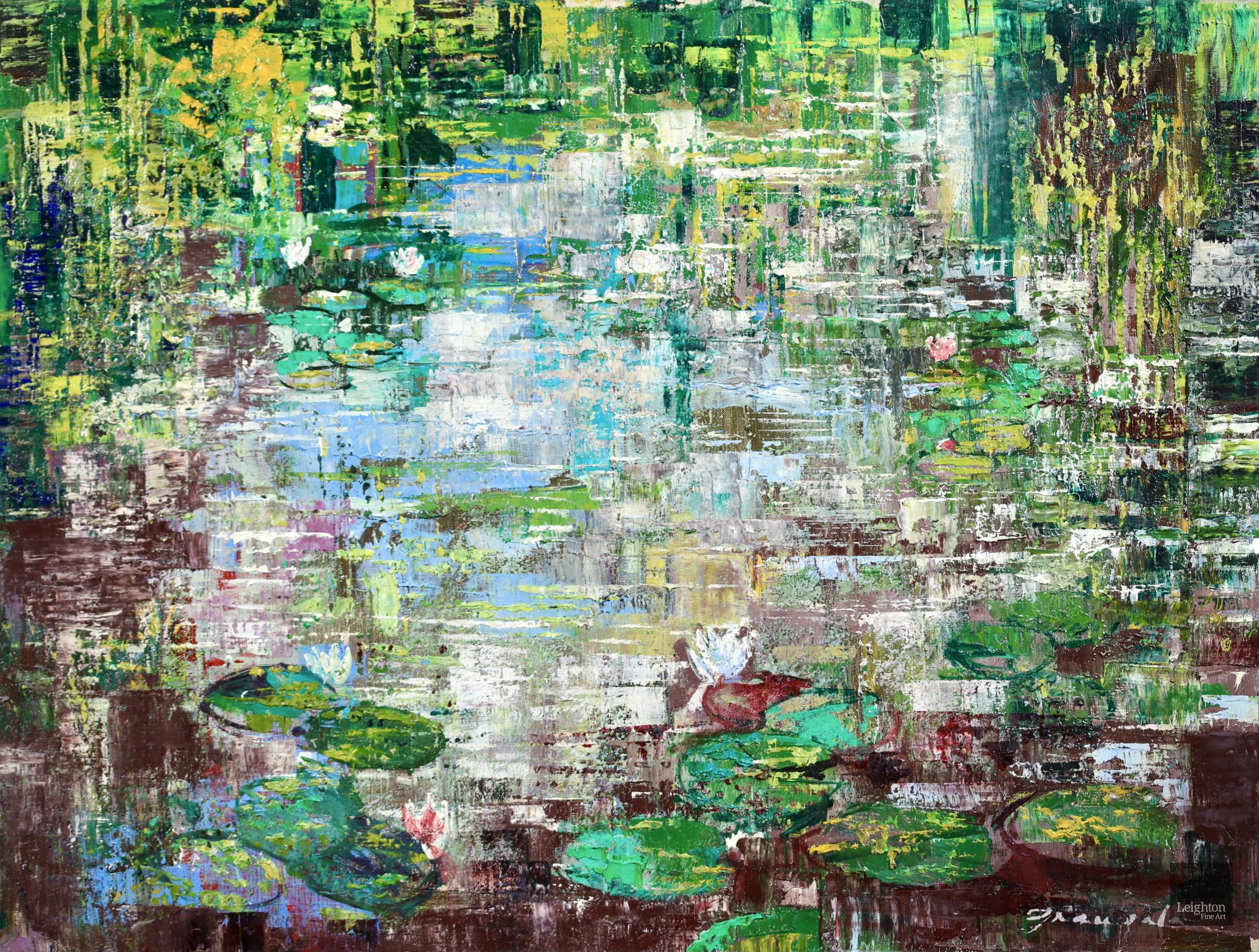 Nympheas - Post Impressionist Landscape Oil Painting by Emilio Grau Sala For Sale 1