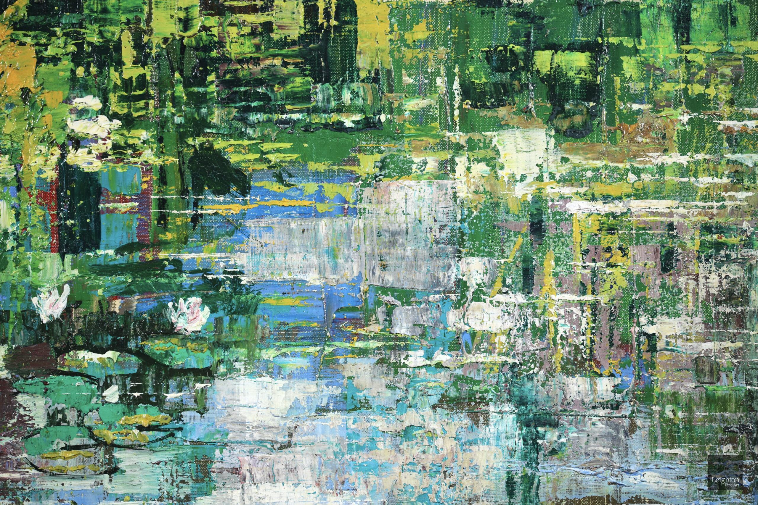 Nympheas - Post Impressionist Landscape Oil Painting by Emilio Grau Sala For Sale 3