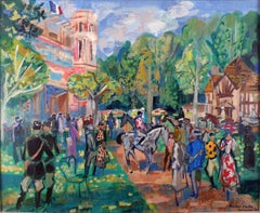 "Paddock at Deauville" 1956, 20th Century oil on canvas by Emilio Grau Sala