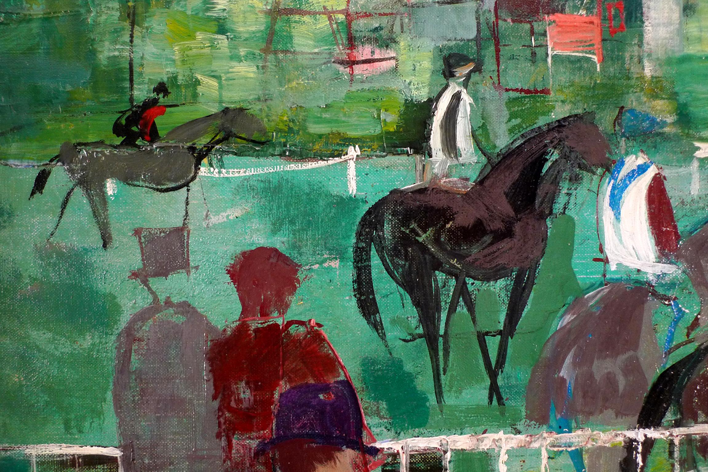 EMILIO GRAU SALA
Spanish, 1911 - 1975
PADDOCK AT DEAUVILLE, 1964
signed Grau Sala (lower left)
signed again,  dated and located 