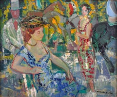 "Paddok 1960", 20th Century Oil on Canvas by Spanish Artist Emilio Grau Sala