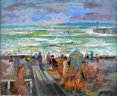 "Plage de Deauville" 1966-67, 20th Century oil on canvas by Emilio Grau Sala