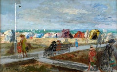 "Plage de Trouville" 1953, 20th Century oil on canvas by Emilio Grau Sala