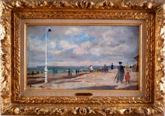 "Plage de Trouville" Sept. 1953, 20th Century oil on canvas by Emilio Grau Sala