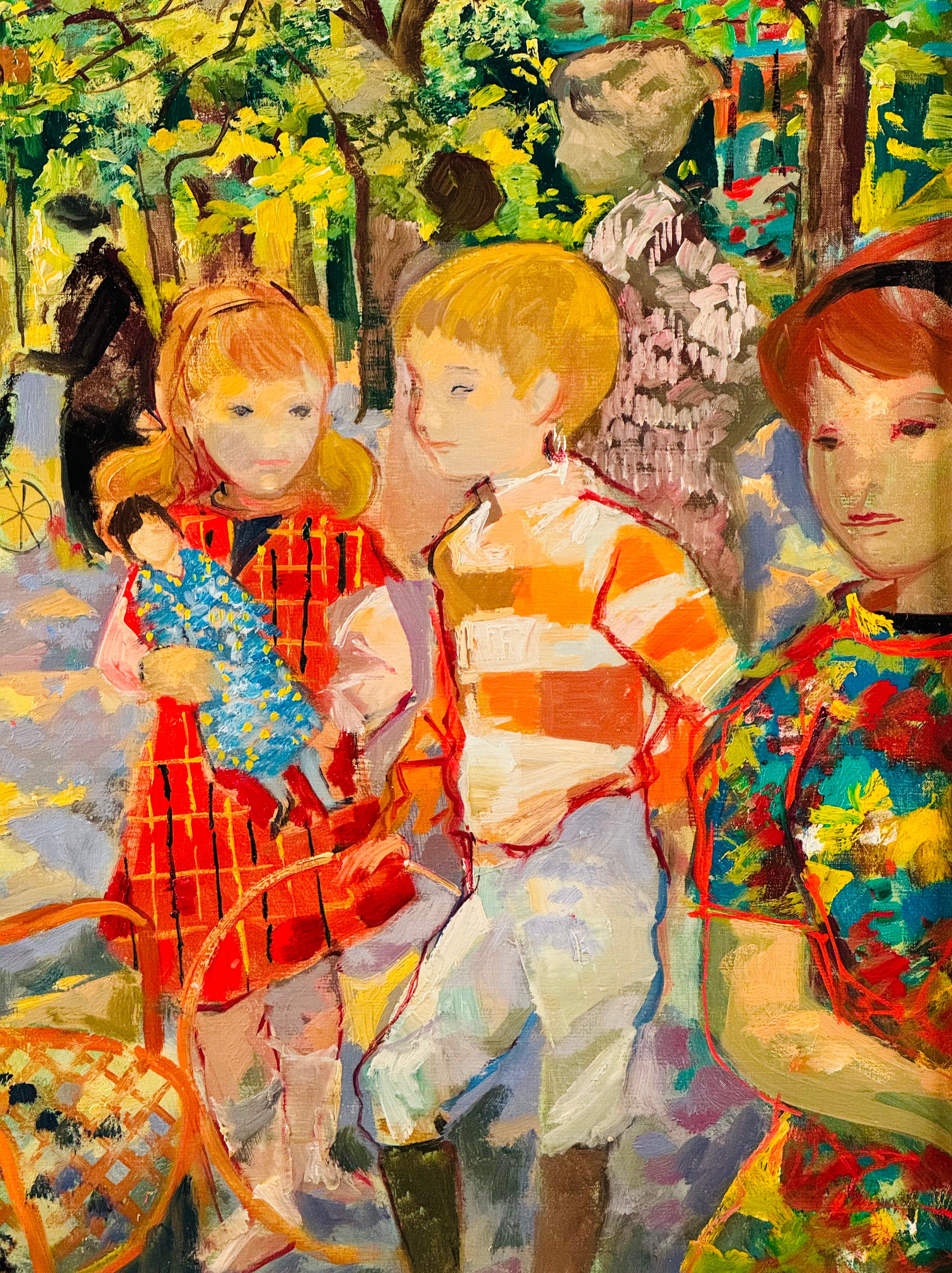 Rond-Point degli Champs-Élysées - Painting Postimpressionismo di Emilio Grau Sala