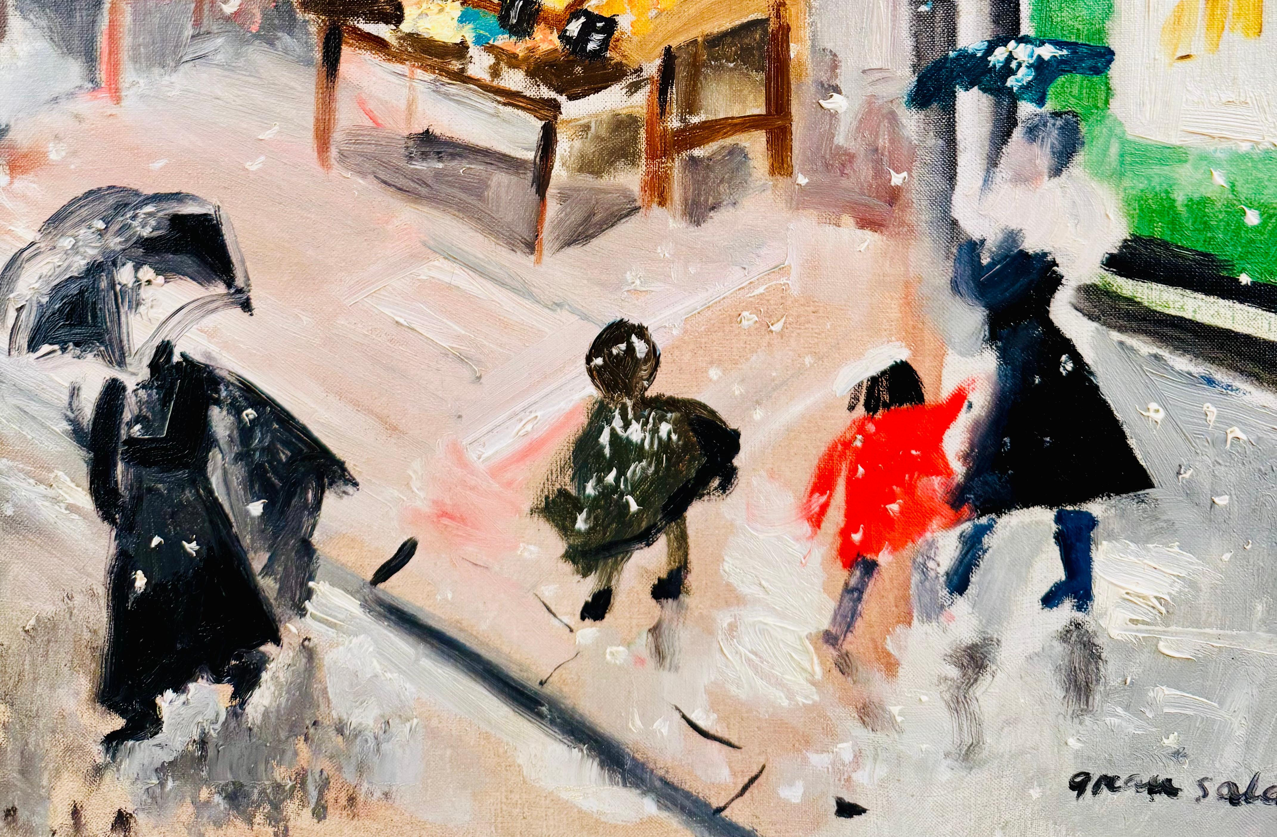 Calle de París - Landscape Painting Beige de Emilio Grau Sala
