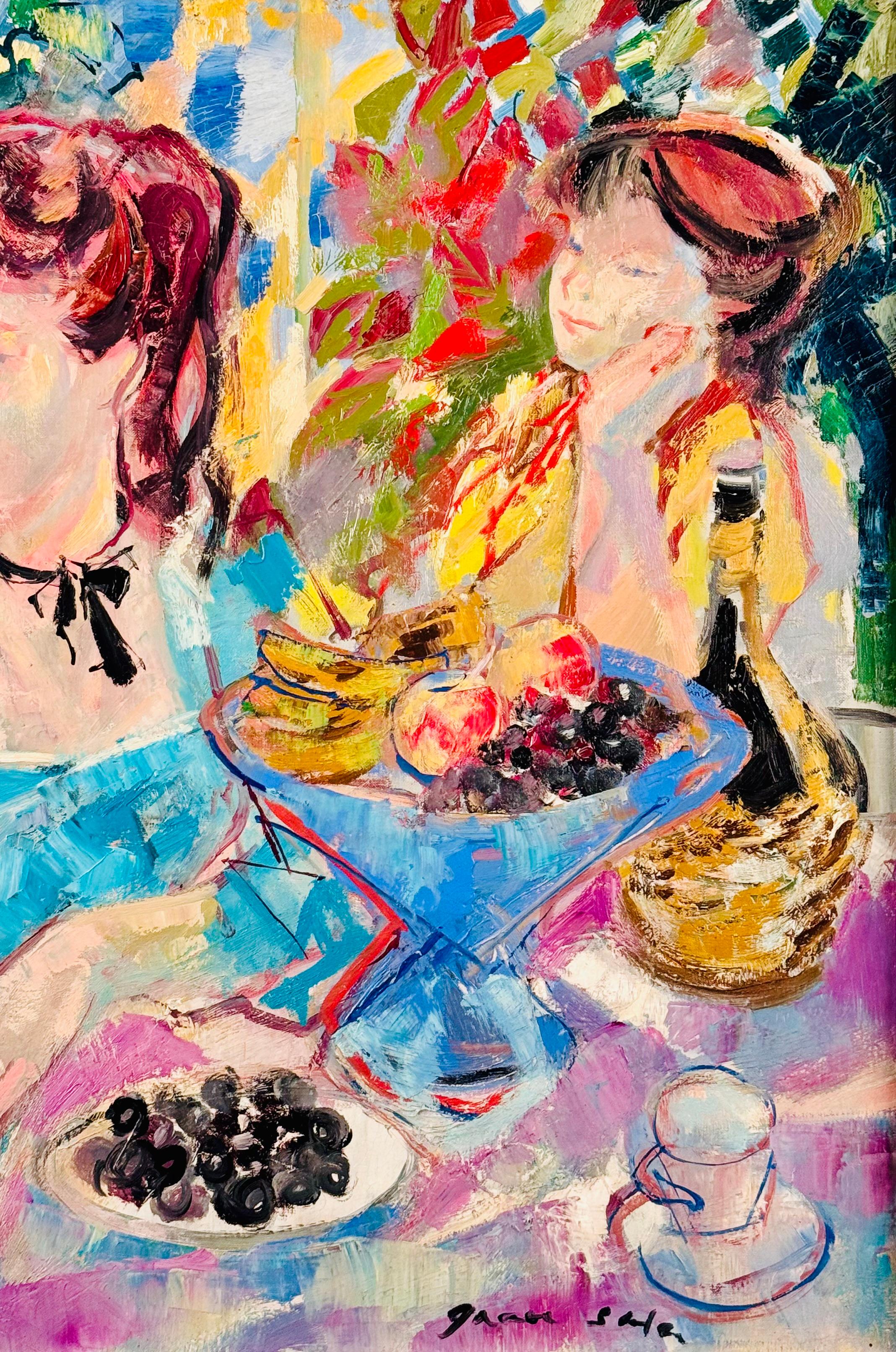Sous la Tonnelle - Figurative Painting Marrón de Emilio Grau Sala